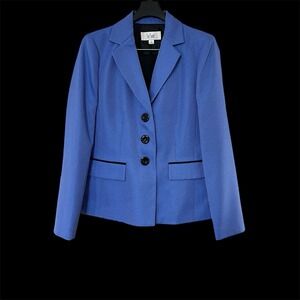 Le Suit Pant Suit Size 6‎ 2PC Blue Black NWT Business Preppy City Retail $200